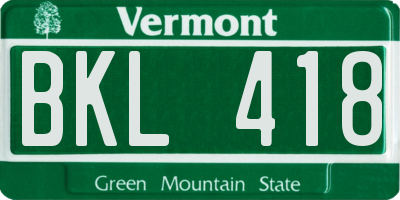 VT license plate BKL418