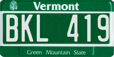 VT license plate BKL419