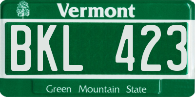 VT license plate BKL423