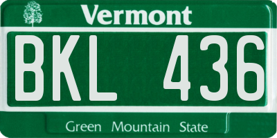 VT license plate BKL436