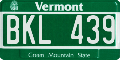 VT license plate BKL439