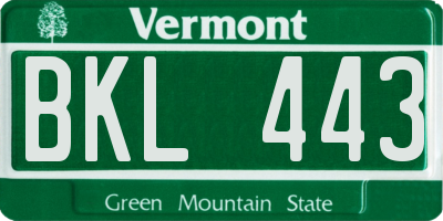 VT license plate BKL443