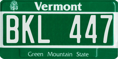 VT license plate BKL447