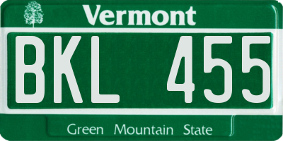 VT license plate BKL455