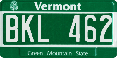 VT license plate BKL462