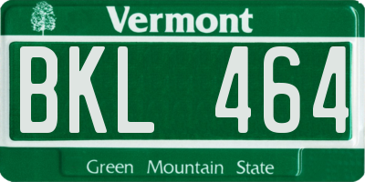 VT license plate BKL464