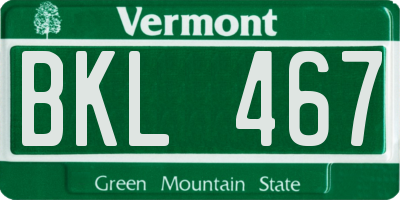 VT license plate BKL467