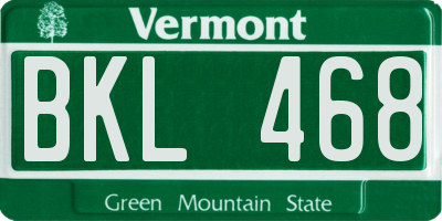 VT license plate BKL468