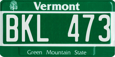 VT license plate BKL473
