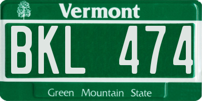 VT license plate BKL474