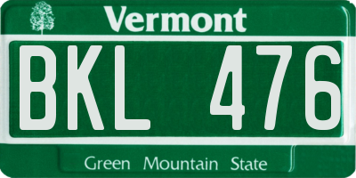 VT license plate BKL476
