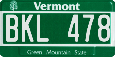VT license plate BKL478