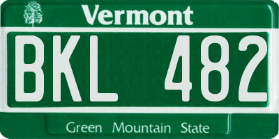 VT license plate BKL482