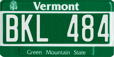VT license plate BKL484