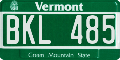 VT license plate BKL485