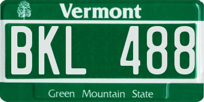 VT license plate BKL488