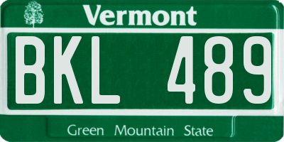VT license plate BKL489