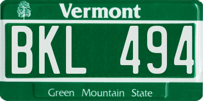 VT license plate BKL494