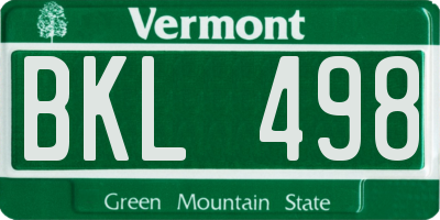 VT license plate BKL498