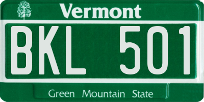 VT license plate BKL501