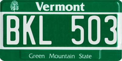VT license plate BKL503