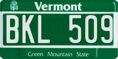 VT license plate BKL509