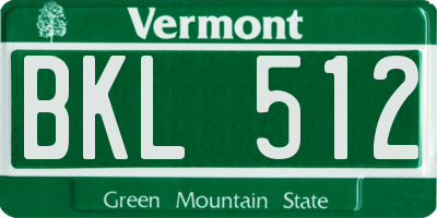 VT license plate BKL512