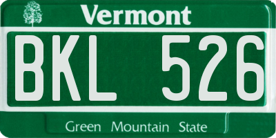 VT license plate BKL526