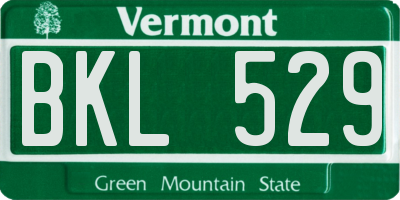 VT license plate BKL529