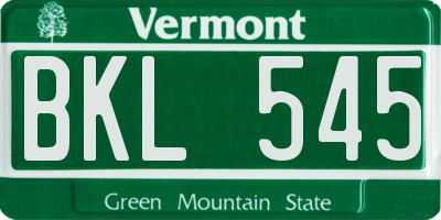 VT license plate BKL545