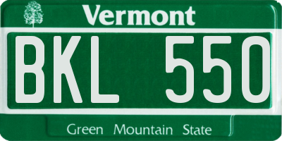 VT license plate BKL550
