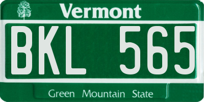VT license plate BKL565