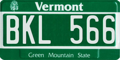 VT license plate BKL566