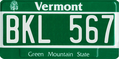 VT license plate BKL567