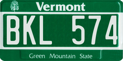 VT license plate BKL574