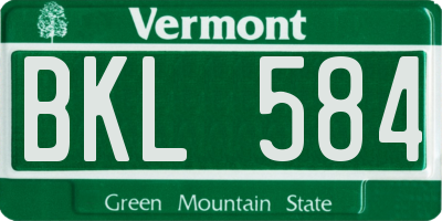 VT license plate BKL584