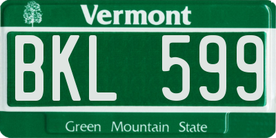 VT license plate BKL599