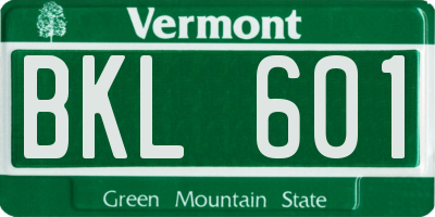 VT license plate BKL601