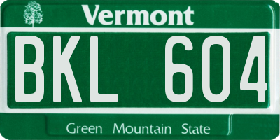 VT license plate BKL604