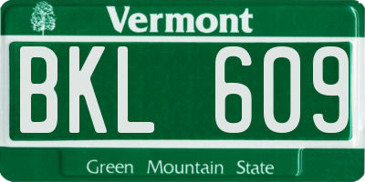 VT license plate BKL609