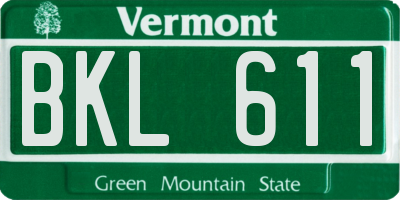 VT license plate BKL611