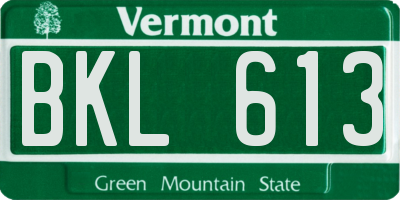 VT license plate BKL613