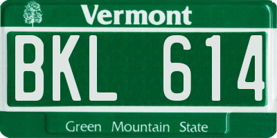 VT license plate BKL614