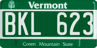 VT license plate BKL623