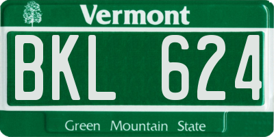 VT license plate BKL624