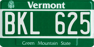VT license plate BKL625