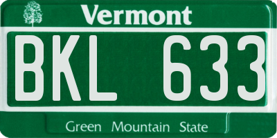 VT license plate BKL633