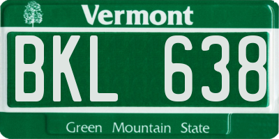 VT license plate BKL638