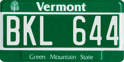 VT license plate BKL644