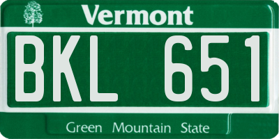 VT license plate BKL651